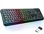 KLIM Chroma Wireless Gaming Keyboard RGB New 2023 - Long-Lasting Rechargeable Battery - Quick and Quiet Typing - Water Resistant Backlit Wireless Keyboard for PC PS5 PS4 Xbox One Mac - Black