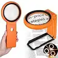 30X 40X Magnifying Glass with Light and Stand, Large Lighted Magnifying Glass 18 LED Illuminated Handheld Magnifier for Reading Close Work Coins Jewelry Macular Degeneration (Orange)