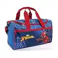 PERLETTI Sac de Sport Homme Araignée Bleu et Rouge pour Enfant - Marvel Spiderman Sac de Voyage à Bandoulière avec Poche Avant - Sac de Gym Super Héro Spider Man pour Garçon Loisirs - 35x22.5x15 cm