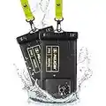 Pelican 2 Pack Marine - IP68 Waterproof Phone Pouch (Regular Size)-Floating Waterproof Phone Case For iPhone 14 Pro Max/ 13 Pro Max/ 12 Pro Max/ 11/ S23 - Detachable Lanyard - Black / Hi-Vis Yellow