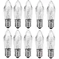 Pinlamp 10Pcs 3W Ampoules De Verre De Lumière Chaud Bougies Effilées E10 LED Ampoules De Remplacement pour Lampes,34v