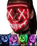 Scary Halloween Mask, LED Mask Light Up Purge Mask Costume, Scream Anonymous Mask Halloween Costume Adult Kids - Red