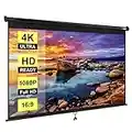 VIVOHOME 100 Inch Manual Pull Down Projector Screen, 16:9 HD Retractable Widescreen for Movie Home Theater Cinema Office Video Game, Black