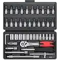 Justech 46 Pieces Socket Ratchet Wrench Set 1/4" Drive Car Repairing Tool Kits