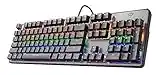 Trust Gaming GXT 865 Asta RGB Mechanical Gaming Keyboard, Red Switches (Linear and Silent), Rainbow Backlit Keys, Metal Top Plate, UK Layout, Black