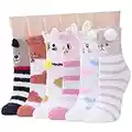 JaosWish Fluffy Socks for Women and Girls, Animal Bed Socks Warm Cosy Thermal Fuzzy Slipper Socks for Winter