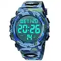 Montre Homme Digitale Outdoor Sport Multifonction Étanche LED Lumière Alarme Calendrier Date avec Bande de Silicone