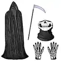 Faburo Halloween Umhang Set Halloween Gesichtsmaske Handschuhe Halloween Sense für Halloween Party Dekoration Cosplay (M)