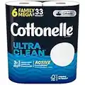 Cottonelle Ultra CleanCare Strong Toilet Paper with Active CleaningRipples, 6 Family Mega Rolls, Bath Tissue (6 Family Mega Rolls = 32 Regular Rolls)