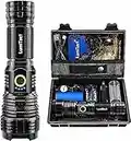 Lumitact Torches LED Super Bright, Rechargeable LED Torch 10000 Lumens XHP70.2, IP67 Waterproof Tactical Flashlight, Powerful Torch for Camping Hiking Emergency Gift