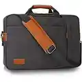 ESTARER Men's Laptop Messenger Bag, 17-17.3 Inch Laptop Backpack, Water Resistant Canvas Computer Bag Shoulder Bag, 3 in 1 Convertible Laptop Briefcases (Grey)