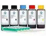 5 x 100ml de tinta de recambio PureInk, tinta de impresora compatible con los cartuchos de impresora Canon PGI-520, PGI-525, CLI-521, CLI-526, no OEM para Canon Pixma IP 3600, IP 4600, etc.