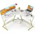 Mr IRONSTONE L-Shaped Desk 50.8" Computer Corner Desk, Home Gaming Desk, Office Writing Workstation with Large Monitor Stand, Space-Saving, Easy to Assemble (Laminate Marble)