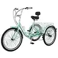 MOONCOOL Adult Tricycles 3 Wheel 7 Speed Trikes, 20/24 / 26 inch Adult Trikes 3 Wheeled Bike with Basket for Seniors, Women, Men.