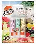 Malibu Sun SPF 30 Lip Balm Sunscreen, Watermelon, Mint and Vanilla, 3 x 5g