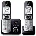 Panasonic KX-TG6862JTB Telefono Cordless DECT Doppio (Twin Pack) con Segreteria Telefonica, Vivavoce, Ampio Schermo Bianco da 1.8”, Ricevitore Aggiuntivo con Stazione di Ricarica Inclusa