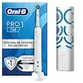 Oral-B Pro 1 750 Cepillo de Dientes Eléctrico con Mango Recargable, Cabezal y Estuche De Viaje, Diseñado Por Braun - Blanco