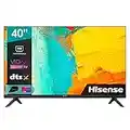 Hisense 40" LED Full HD 40A4FG, Smart TV VIDAA 4.2, Audio 2.0 14W, Controlli vocali Alexa, Tuner DVB-T2/S2 HEVC 10, lativù, Telecomando RaiPlay, Nero