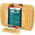 Tabla de Cortar Cocina Bambu: YISH Multifuncional Wooden Chopping Board Set Tabla Cortar de Bambú de Madera Antibacteriana Profesional con Soporte -juego de 3 piezas- 25x16cm & 33x20cm & 38x25cm