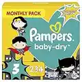 Pampers Baby-Dry DC Super Heroes Size 3, 234 Nappies, 6kg - 10 kg, Up to 12 h of All-Around Leakage Protection