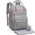 WELAVILA Mochila de pañales, Bolsas unisex para bebés con cambiador, bolsillos aislados y soporte para chupete, Mochila de viaje multifuncional grande mamá y papá (Gris)