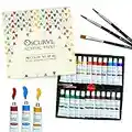 Acrylic Paint Set for Painting – 24 Premium Acrylic Paint Tubes (12ml) with 3 Brushes – Vibrant, Non-Toxic Pigments for Canvas, Glass, Plastic, Rocks, Arts and Crafts