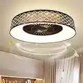 PADMA Modern Ceiling Fans with Light, LED Ceiling Fan Lights with Remote Control, 40W Dimmable Ceiling Lights, Invisible Fan with Lighting for Bedroom, Living Room, Kid's Room, Timing, 3000-6500K