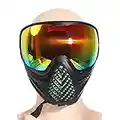 Paintball Mask with Double Lens,Airsoft Mask,Paintball Gear (Black Colorful Lens)