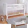 Cuna para bebé Baby con colchón de espuma de aloe vera, rejillas de altura regulable, color blanco, convertible en cama infantil