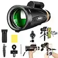 30X60 Monocular Telescope with Smartphone Holder Tripod Waterproof Compact HD Binoculars Scope Pocket Telescope for Adults Bird Watching Travelling Hunting Hiking Concert