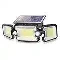 SIDSYS Luz Solar Exterior con 2 Sensor de Movimiento, 7300LM Luces de Inundación de Seguridad a Prueba de Agua con Panel Solar, 305 LED Foco Lampara Solar para Jardín Patio Cochera 1 paquet