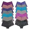 Lace Boyshort Panties for Women Soft Breathable Sexy Boy Short Underwear Pack of 7,Assorted Different Lace Pattern and Color