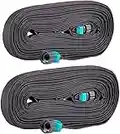 Rocky Mountain Goods Soaker Hose Flat (75’ Pack of 2)- Heavy Duty Double Layer Design - Saves 70% Water - Consistent Drip Throughout Hose - Leakproof Guarantee - Garden/Vegetable Safe