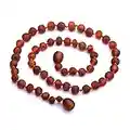 Genuine Baltic Amber Necklace - Raw not polished Beads - Cognac color - Knotted between beads (32)