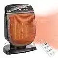 Space Heater Digital Electric Heater Oscillating Portable Heater with Remote Control Thermostat Temperature Timer Set Small Heater for Indoor Use Office Home Tip-Over and Overheat Protection