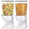 Mivvosakuki Double Cereal Dispenser Countertop Large Cereal Containers Storage Dispenser For Pantry Dry Food Dispenser Countertop Rice Candy Dispenser Machine For Snack,Nuts, Granola(White,2PC)