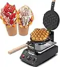 WantJoin Waffle Maker, sartén antiadherente de acero inoxidable de 1400 W, máquina para hacer gofres de huevo, giratoria de 180 grados para hacer gofres de huevo para uso doméstico y comercial (negro)