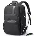 BANGE Laptop Backpack for Men，Business Travelling Backpacks with USB Charger Port,Weekender Carry-On Luggage Backpack, Black Plus