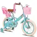 STITCH 14 Inch Little Daisy Kids Bike for 3-5 Years Girls with Stabilisers & Doll Seat, 14 Inch Princess Girls Bicycle with Basket & Streamers, Girls Bike for 3-5 Years,Blue