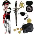 Pirate Costume Kids Deluxe Costume Pirate Dagger Compass Earring Purse for Halloween Party (S)