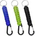 KUYT 3PCS Military Braided Paracord Lanyard,Braided Lanyard Ring Hook Clip,Paracord Keychains With Carabiner For Keys Knife Outdoor Camping Hiking Men Women