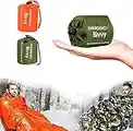 DGHPDZ Emergency Sleeping Bag,Ultralight Waterproof Thermal Survival Mylar Blanket Bivy Sack, 2 Pack Bag with Portable Nylon Sack for Camping Hiking Outdoor Adventure Activities (Orange+Camo)