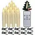 PChero Velas para arbol de Navidad, 10 Velas cónicas de batería parpadeantes sin llama LED con control remoto para la fiesta en el hogar Decoración de árboles de Navidad al aire libre en interiores