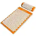 ProSource Acupressure Mat and Pillow Set for Back/Neck Pain Relief and Muscle Relaxation, Orange