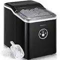 Ice Makers Machine Countertop, 9 Cubes Ready in 6 Mins, 28lbs in 24Hrs, LED Display with Ice Scoop and Basket, Portable Ice Cube Maker for Party, Office, Bar, RV, FOHERE (Black)