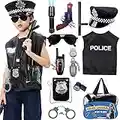 Tacobear Polizia Costume Bambino Polizia Vestito Accessori Distintivo Polizia Manette Polizia Gilet Cappello Walkie-Talkie Polizia Giocattolo Kit per Bambini Halloween Festa Carnevale