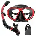 findway Snorkel Set Adult,Dry Snorkel and Mask, Anti-Fog & Anti-UV Tempered Glass, Panoramic Wide View Snorkel Mask, Free Breathing& Easy Adjustable Strap Mask for Diving, Snorkelling and Swimming