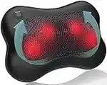 Zyllion Back and Neck Massager with Heat - 3D Deep Tissue Shiatsu Massage Pillow for Chair, Car and Muscle Pain on Whole Body: Shoulders, Calf, Foot, Legs, Arms (NOT Cordless) - Black (ZMA-13-BK)