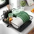 Kitsure Dish Drying Rack- Space-Saving Dish Rack, Dish Racks for Kitchen Counter, Durable Stainless Steel Kitchen Drying Rack with a Cutlery Holder, Drying Rack for Dishes, Knives, Spoons, and Forks