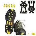 Willceal Ice Cleats, Ice Grippers Traction Cleats Shoes and Boots Rubber Snow Shoe Spikes Crampons with 10 Steel Studs Cleats Prevent Outdoor Activities from Wrestling (Extra 10 Studs) (Black, Large)